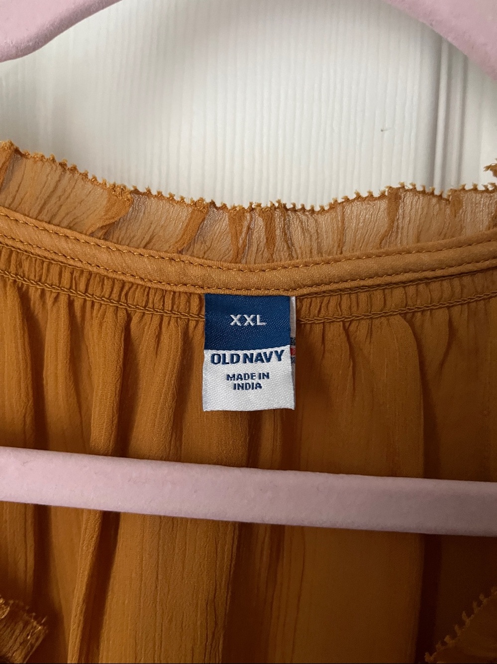 Women’s Ruffle Sleeve Blouse - Mustard - Picture 3 of 4